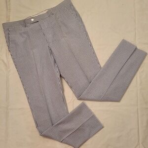 NEW Ferrecci 40 Dress Pants Blue White Stripe Slim Fit SEERSUCKER Summer Preppy